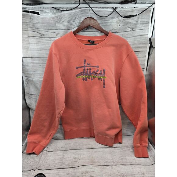 Stussy International Crew Neck Sweatshirt Salmon Color Mens Size Large - Picture 1 of 6